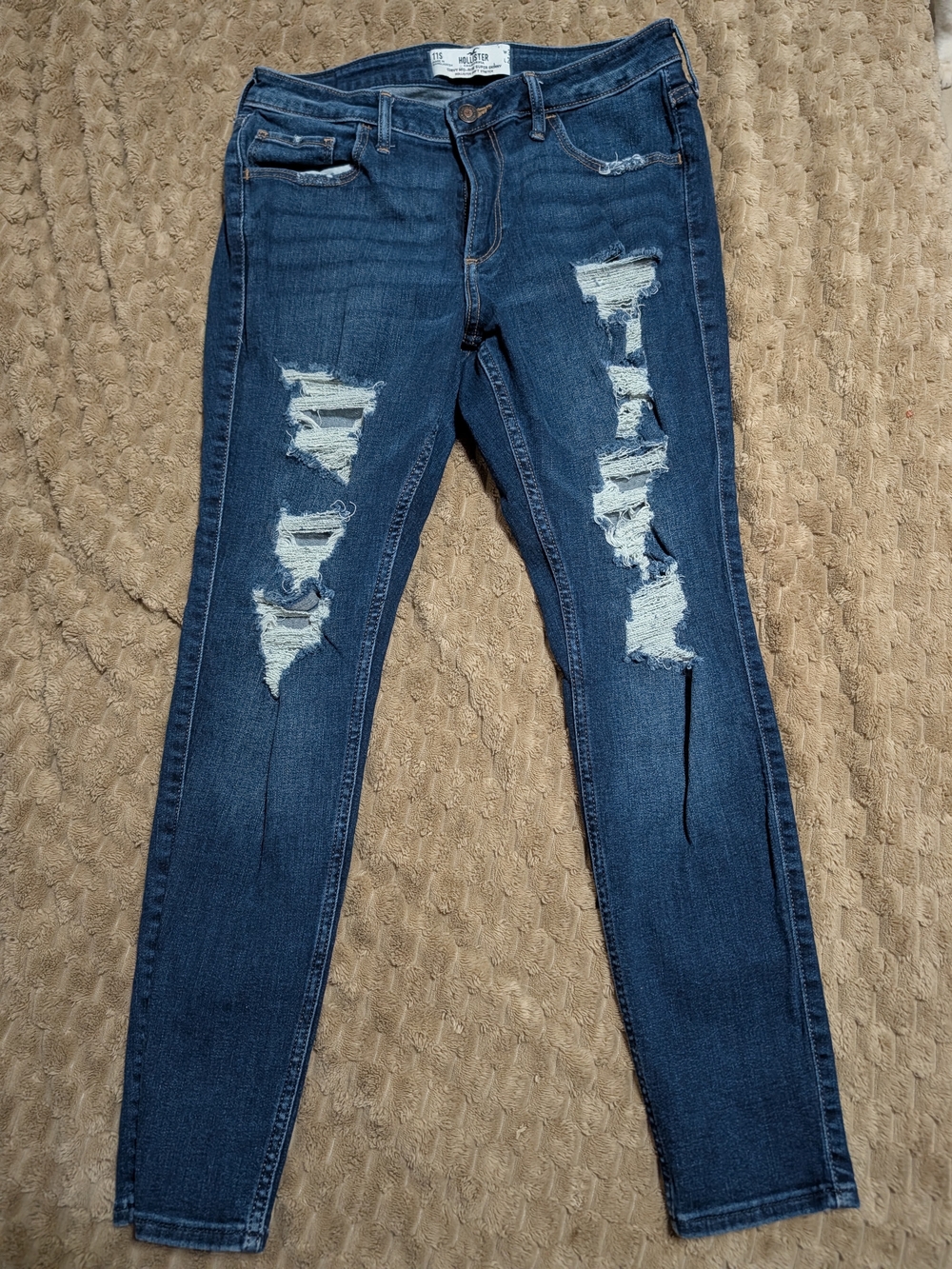 Hollister Dark Blue Ripped Skinny Jeans